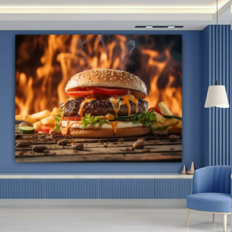 پوستر طرح مخمل همبرگر مدل ذغالی کد FP104818