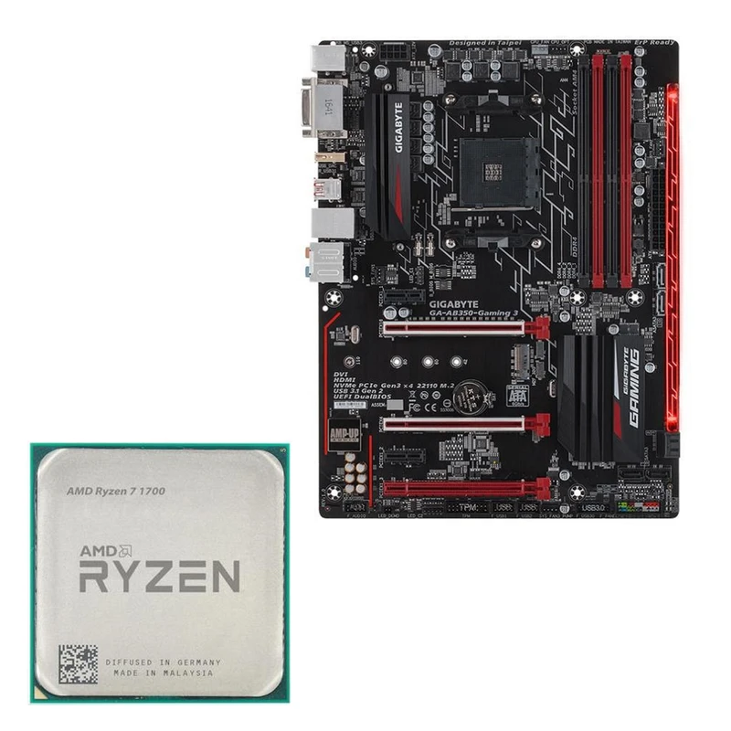 مادربرد گیگابایت مدل GA-AB350-Gaming 3 به همراه پردازنده مرکزی ای ام دی مدل Ryzen 1700