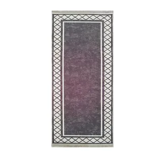 فرش ماشینی مدل مستطیل کناره کد QB2055 زمینه طوسی