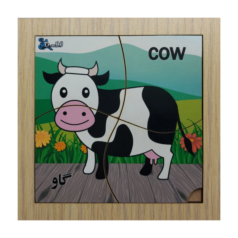 پازل 4 تکه اطلس آبی طرح حیوان گاو مدل p4-001