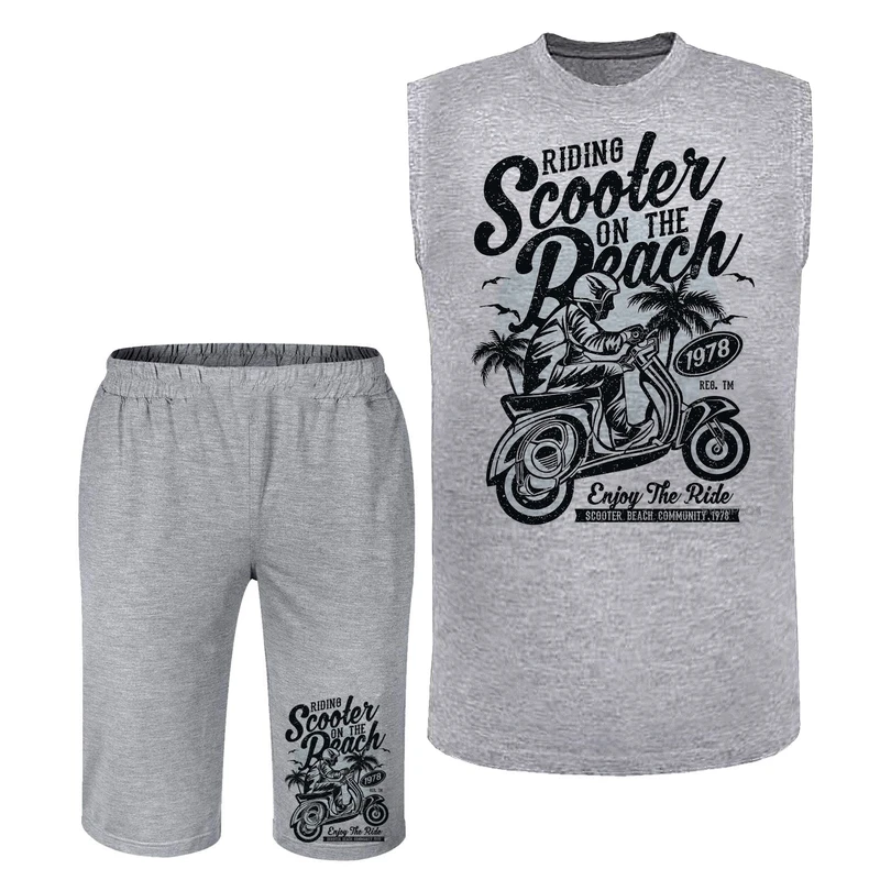 ست تاپ و شلوارک مردانه مدل موتور A87