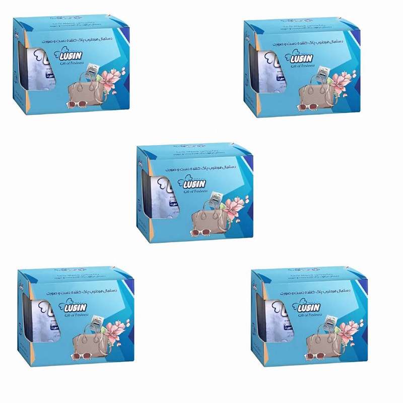 دستمال مرطوب لوسین مدل آنتی باکتریال کد 106 بسته 5 عددی