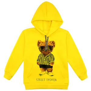 هودی پسرانه مدل خرس عینکی F227 رنگ زرد