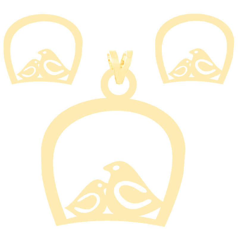 نیم ست طلا 18 عیار زنانه کرابو طرح پرنده مدل Kr8077