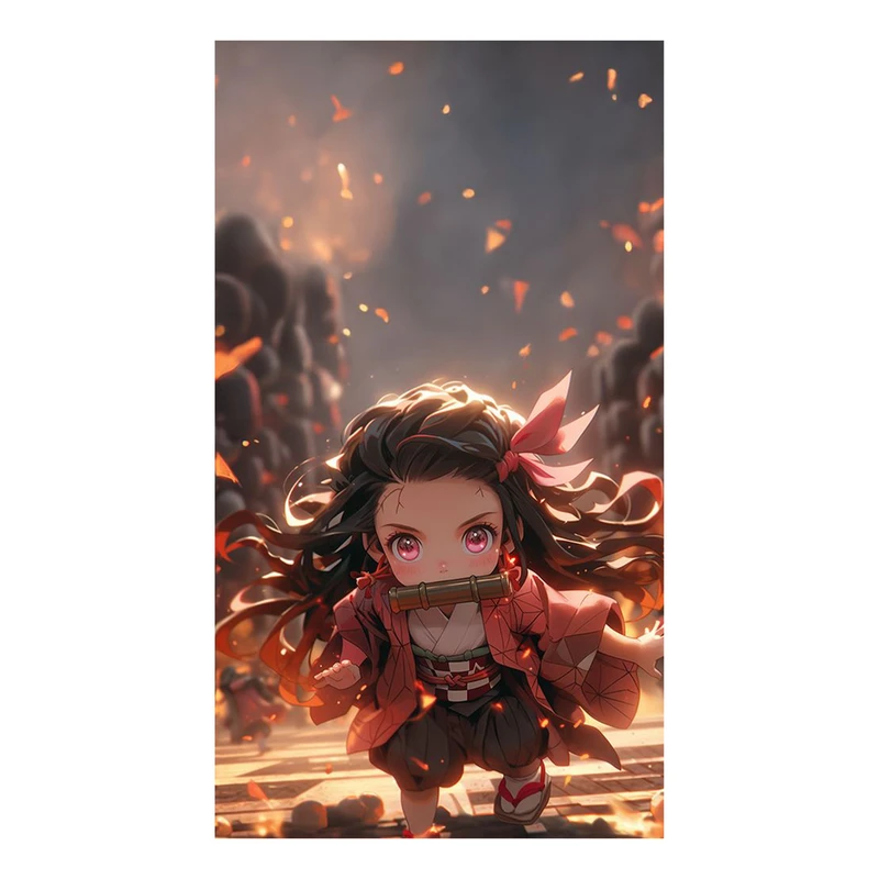 استیکر لپ تاپ و موبایل مدل انیمه طرح شیطان کش نزوکو کامادو demon slayer nezuko kamado کد 226