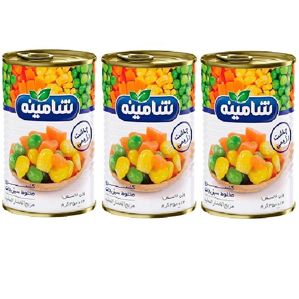 کنسرو مخلوط سبزیجات شامینه - 350 گرم بسته 3 عددی