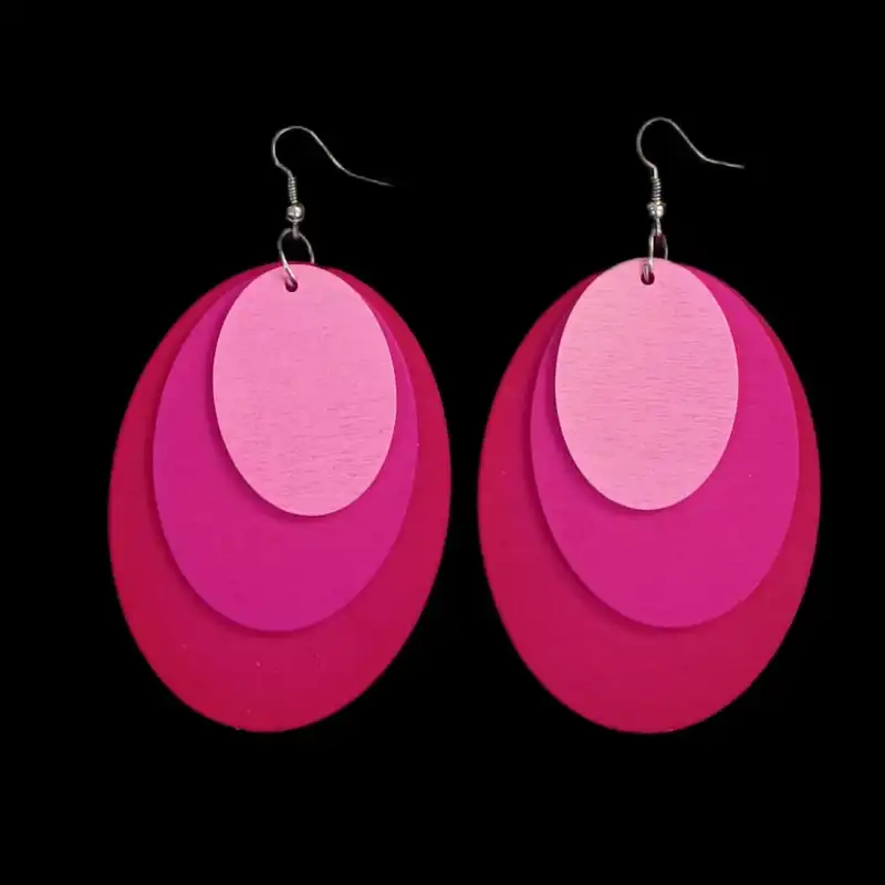 گوشواره زنانه مدل هندسی چوبی