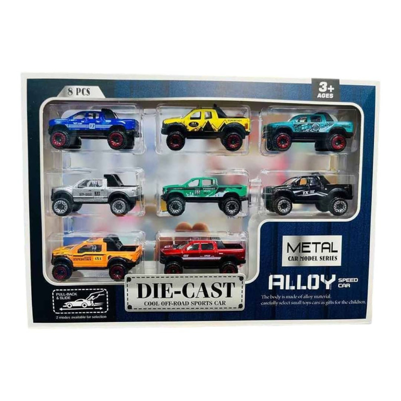 ماشین بازی مدل آفرود فلزی کد DIE-CAST8 مجموعه ۸ عددی