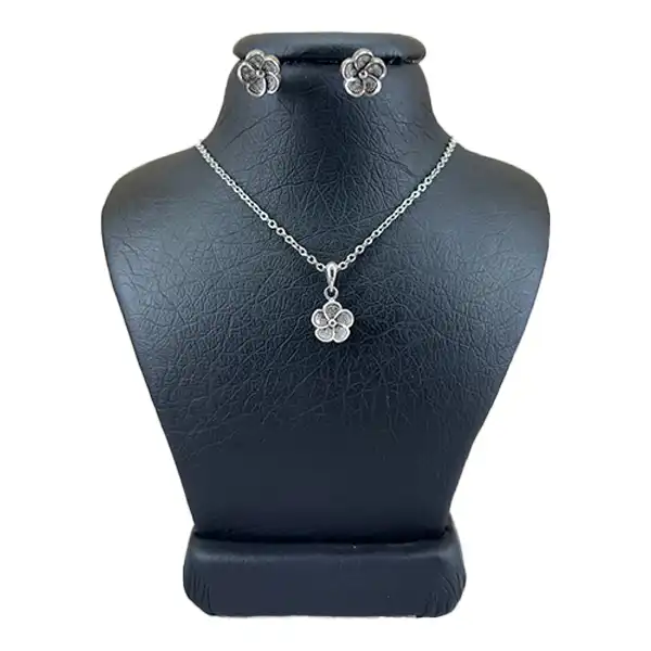 نیم ست نقره زنانه مدل گل ظریف کد 596932