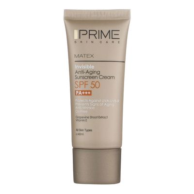 کرم ضد آفتاب و ضد چروک بی رنگ پرایم مدل Matex Colorless SPF50 مناسب انواع پوست حجم 40 میلی لیتر