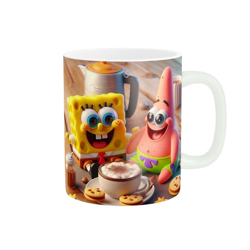 ماگ پاد آفرین طرح باب اسفنجی و پاتریک مدل فنجون قهوه کد 679