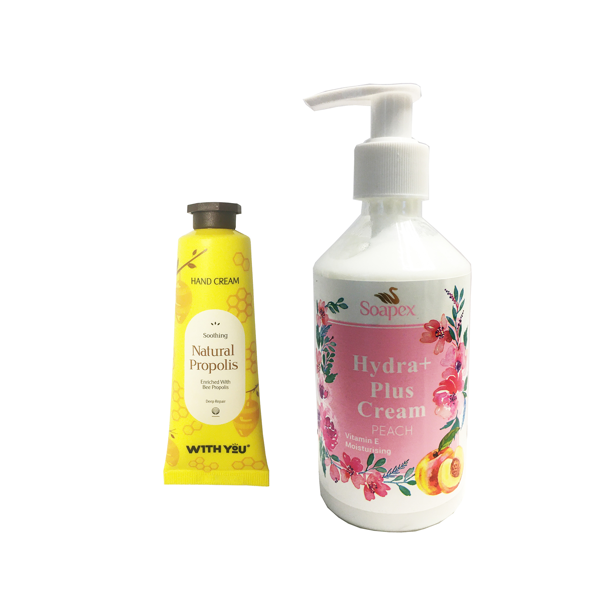 کرم آبرسان و مرطوب کننده سوپکس مدل هلو حجم 250 میلی لیتر به همراه کرم مرطوب کننده ویت یو مدل Natrual Propolis حجم 50 میلی لیتر 