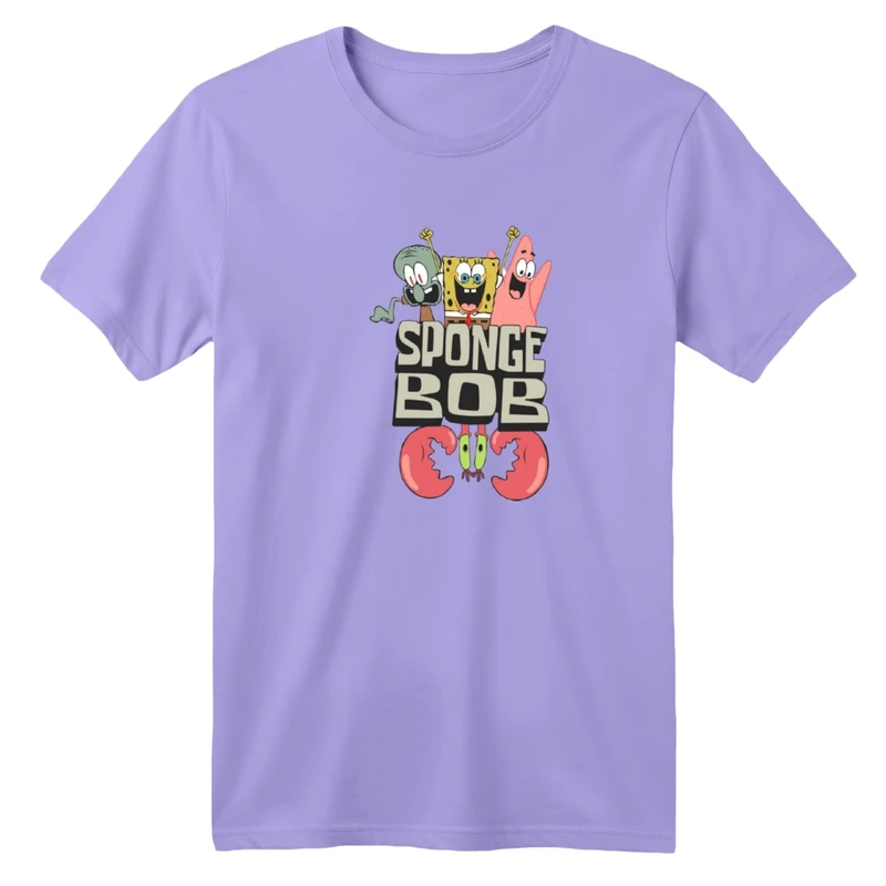 تی‌شرت آستین کوتاه لانگ بچگانه مدل باب اسفنجی و دوستان کد 2