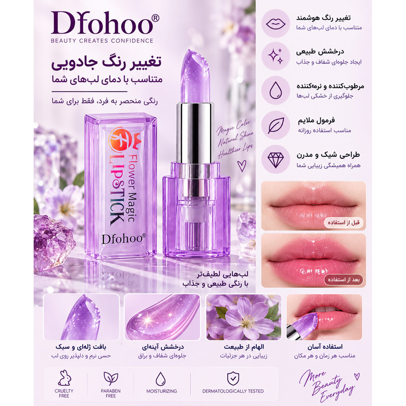رژ لب جامد دکتر هو مدل Magic شماره 03 رنگ سرخابی