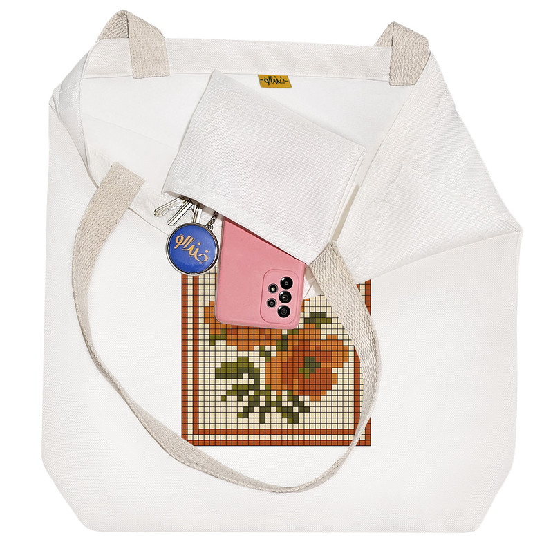 ساک خرید خندالو طرح گل پیکسلی کد 10331