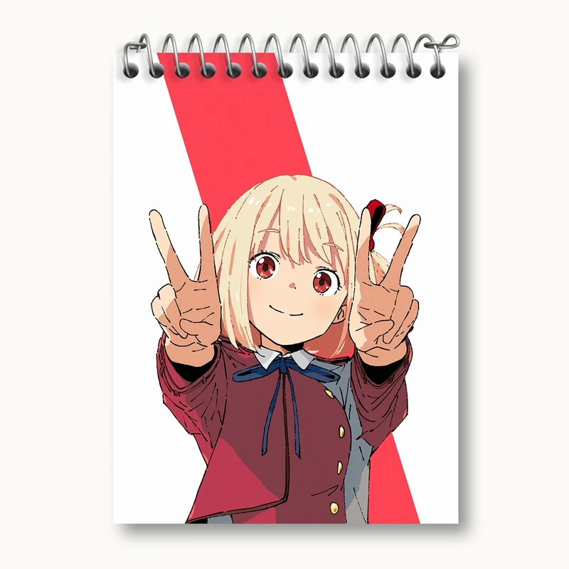 دفتر یادداشت 50 برگ خندالو مدل چیساتو انیمه لیکوریس ریکویل Lycoris Recoil کد 22981