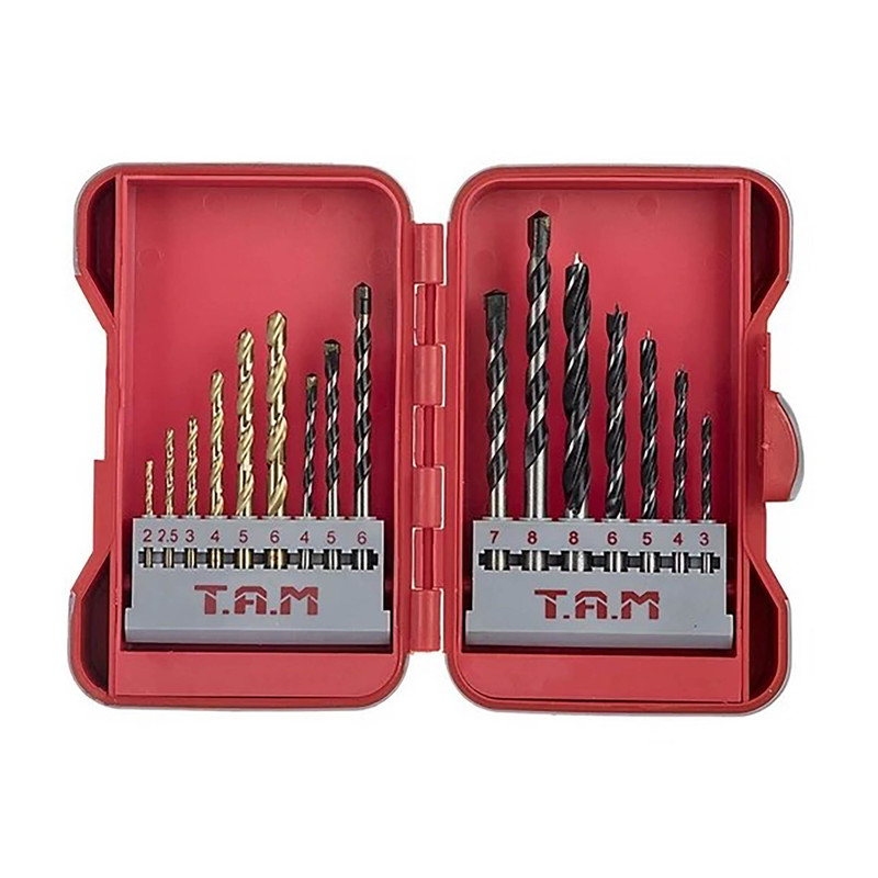 مته چوب و فلز و الماسه تام مدل AJ-W/M/A-123074 مجموعه 16 عددی 