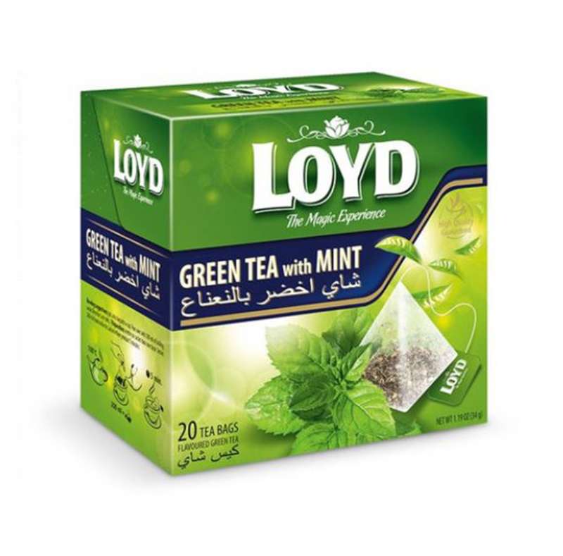 چای سبز کیسه ای با طعم نعنا لوید بسته 20 عددی