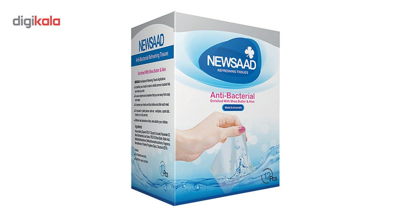 دستمال مرطوب دست و صورت نیوساد مدل Anti-Bacterial بسته 10 عددی