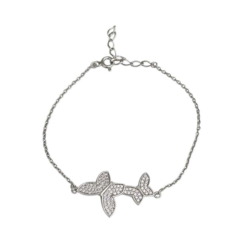 دستبند زنجیری نقره زنانه مدل پروانه