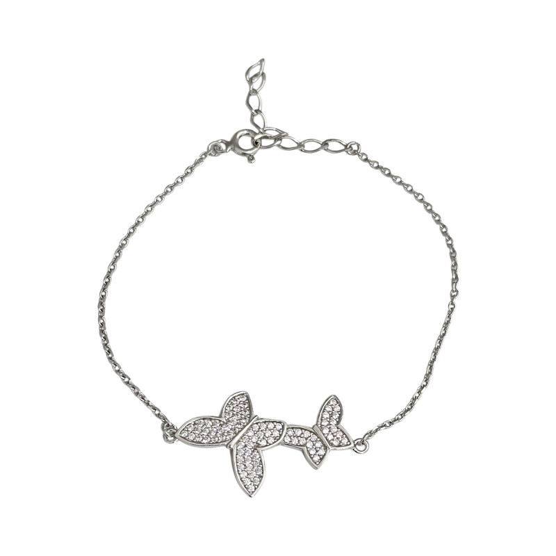 دستبند زنجیری نقره زنانه مدل پروانه