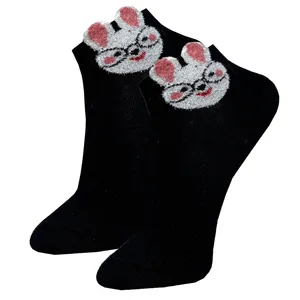 جوراب ساق کوتاه زنانه مدل پنبه بوکله طرح خرگوش عینکی کد 001