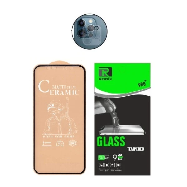 محافظ صفحه نمایش مات روبیکس مدل CR-IP12pro مناسب برای گوشی موبایل اپل iphone 12Pro به همراه محافظ لنز دوربین