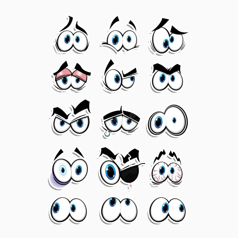 استیکر لپ تاپ و موبایل گوفی طرح چشم کارتونی مجموعه 15 عددی 