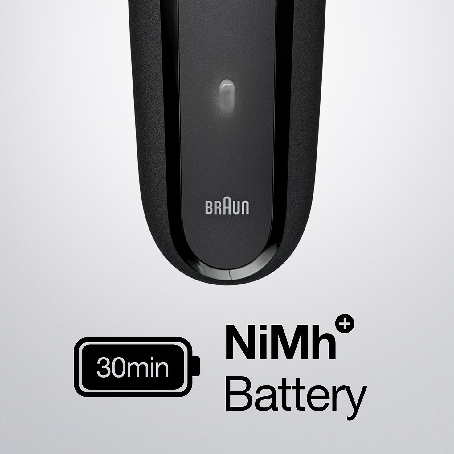 ماشین اصلاح موی صورت براون مدل S3 300BT با تیغه استیل پیشرفته، اصلاح فویلی، قابلیت اصلاح با شماره صفر، باتری شارژی، مدت زمان استفاده 30 دقیقه، همراه با 5 شانه کوتاهی ریش و شارژر ماشین اصلاح موی صورت براون مدل S3 300BT با تیغه استیل پیشرفته، اصلاح فویلی، قابلیت اصلاح با شماره صفر، باتری شارژی، مدت زمان استفاده 30 دقیقه، همراه با 5 شانه کوتاهی ریش و شارژر