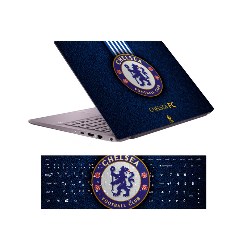 استیکر لپ تاپ مدل CHELSEA مناسب برای لپ تاپ 15.6 اینچی به همراه برچسب حروف فارسی کیبورد