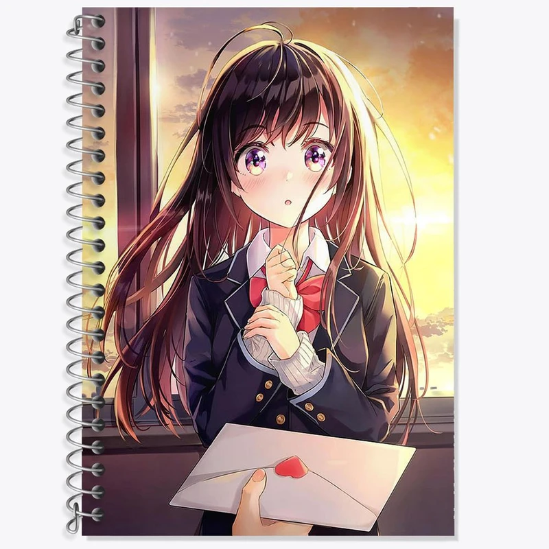 دفتر زبان 50 برگ خندالو مدل سه خط طرح دختر انیمه ای کد 18056