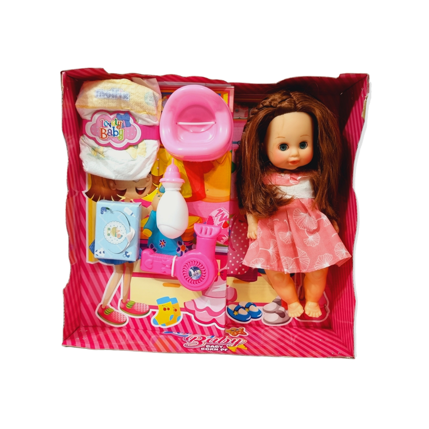 عروسک بی بی مدل APT TOYS کد 65 ارتفاع 38 سانتی متر