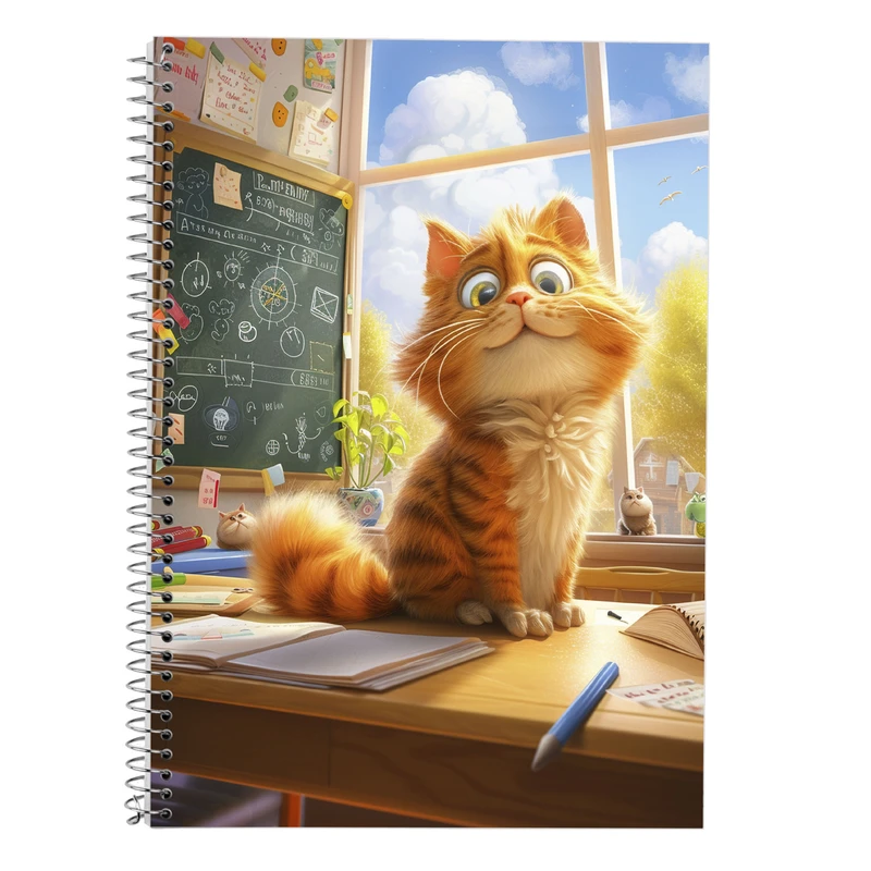 دفتر زبان 50 برگ مدوپد مدل دو خط طرح گربه کد DF14715