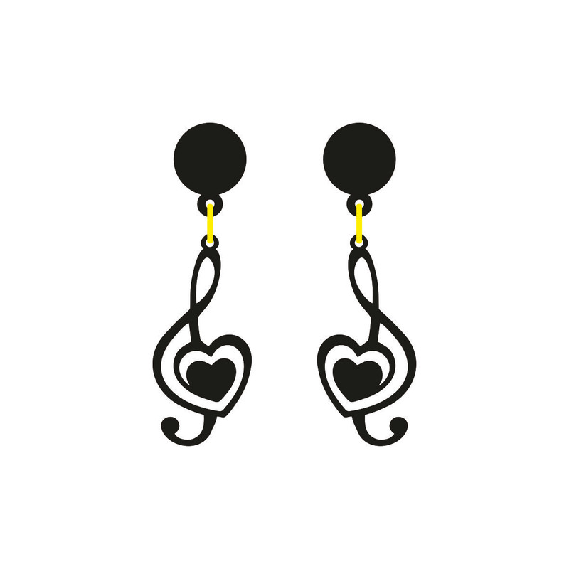 گوشواره دخترانه مدل نت قلب دار گوشواره دخترانه مدل نت قلب دار