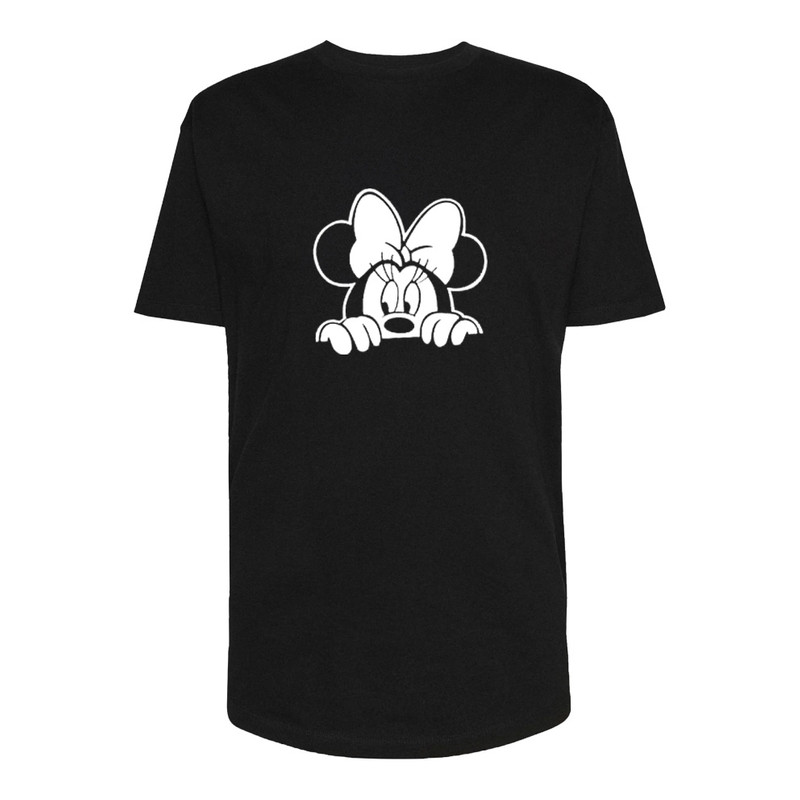 تی شرت لانگ زنانه مدل Minnie Mouse کد Sh002 رنگ مشکی