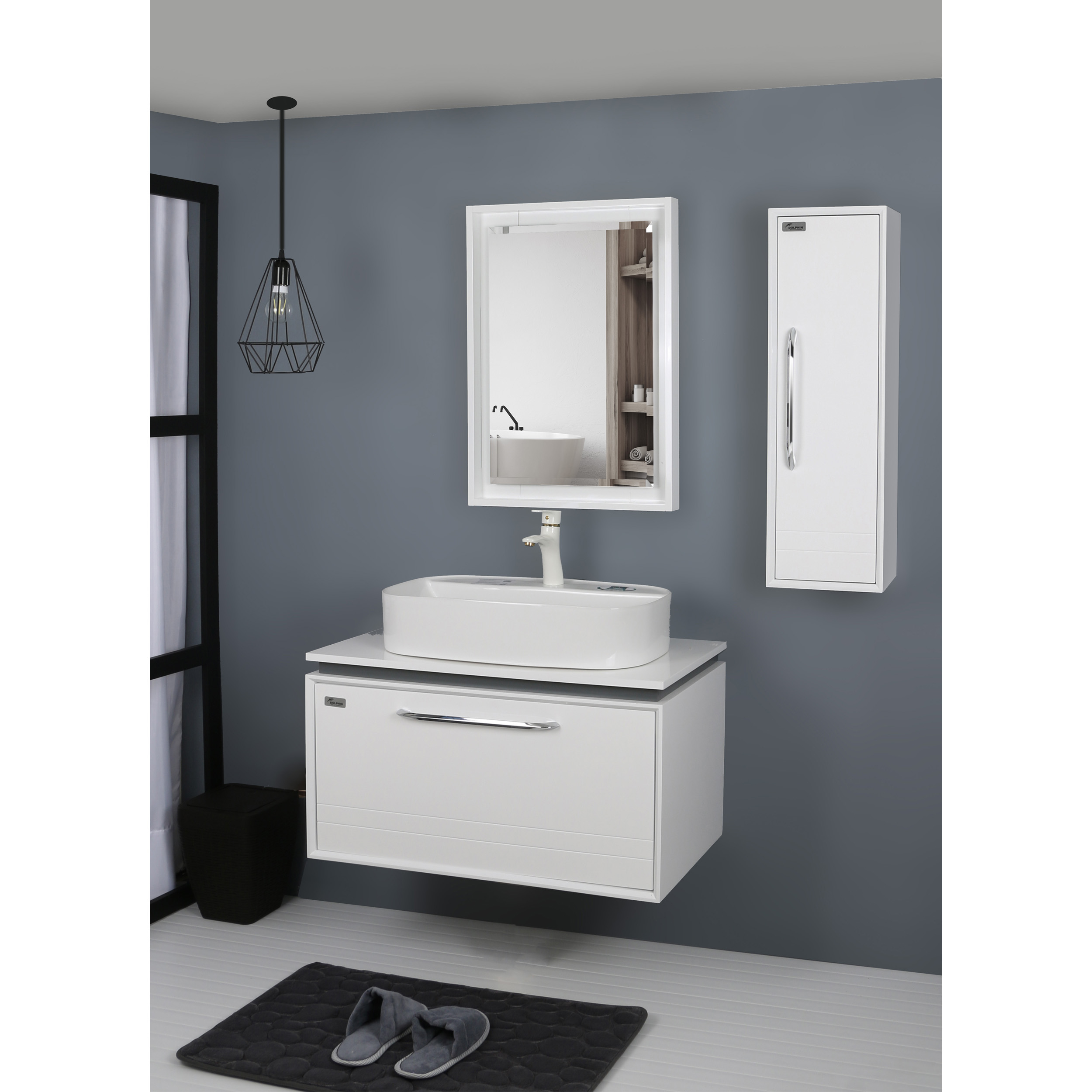 ست کابینت و روشویی مدل 9102-1 به همراه آینه و باکس