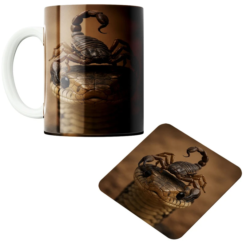 ماگ پادآفرین مدل مار کد 492 به همراه زیر لیوانی 