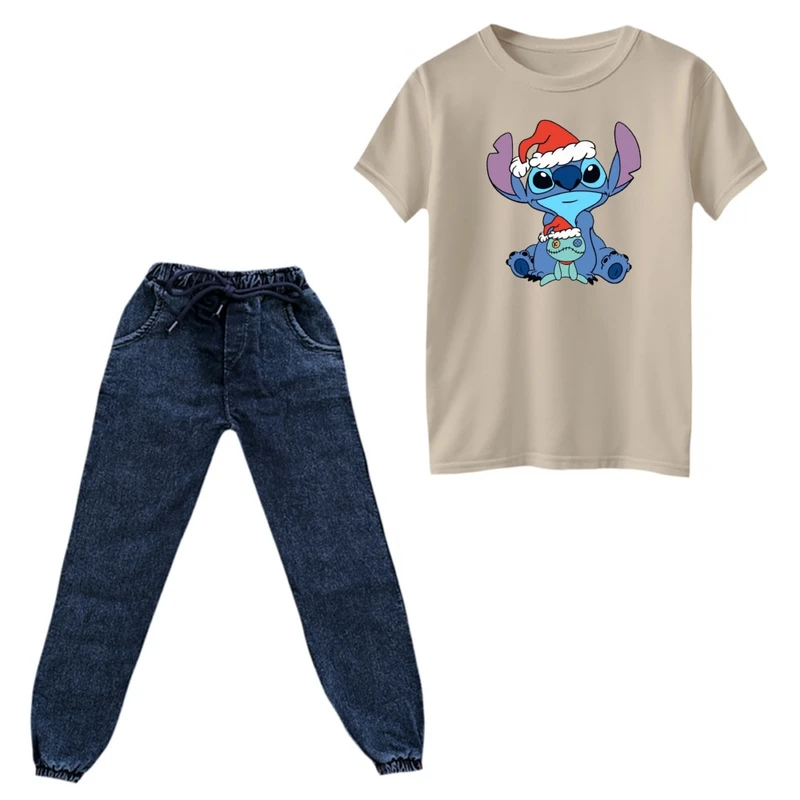 ست تی‌شرت و شلوار پسرانه مدل استیچ کریسمس کد 4