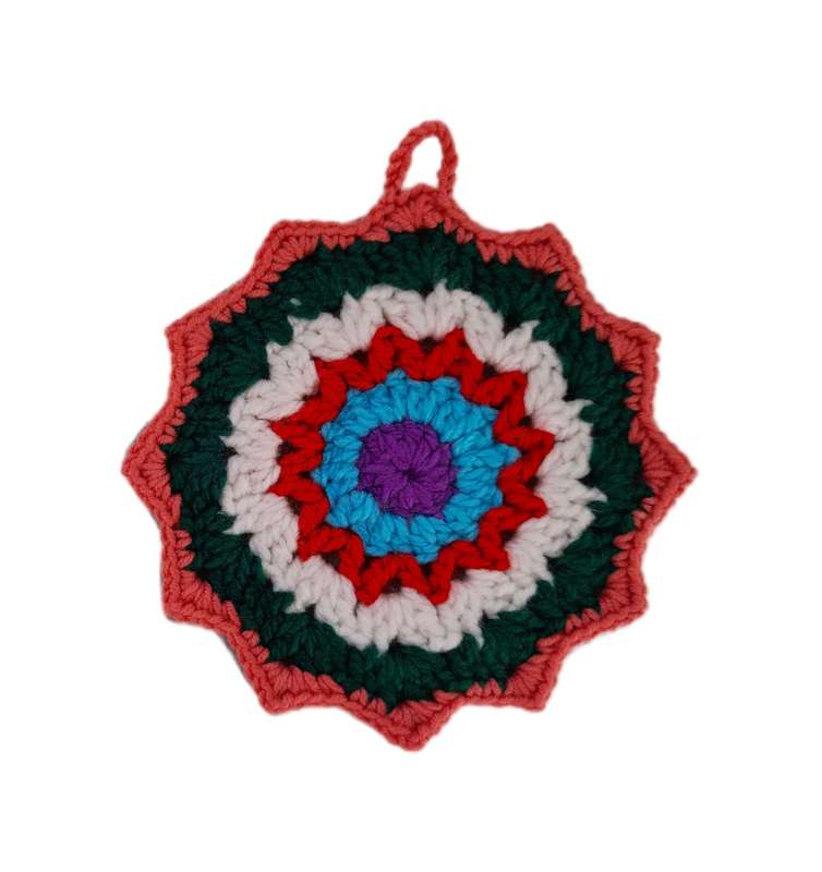 دستگیره بافتنی طرح گل بسته 2 عددی