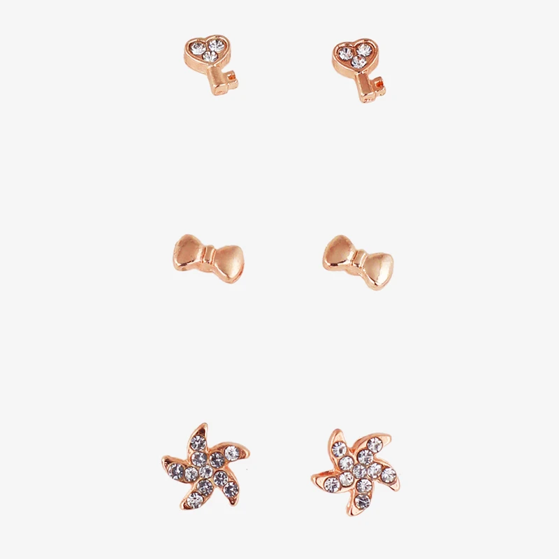 گوشواره زنانه مدل کلید کد AAC619 بسته 3 عددی