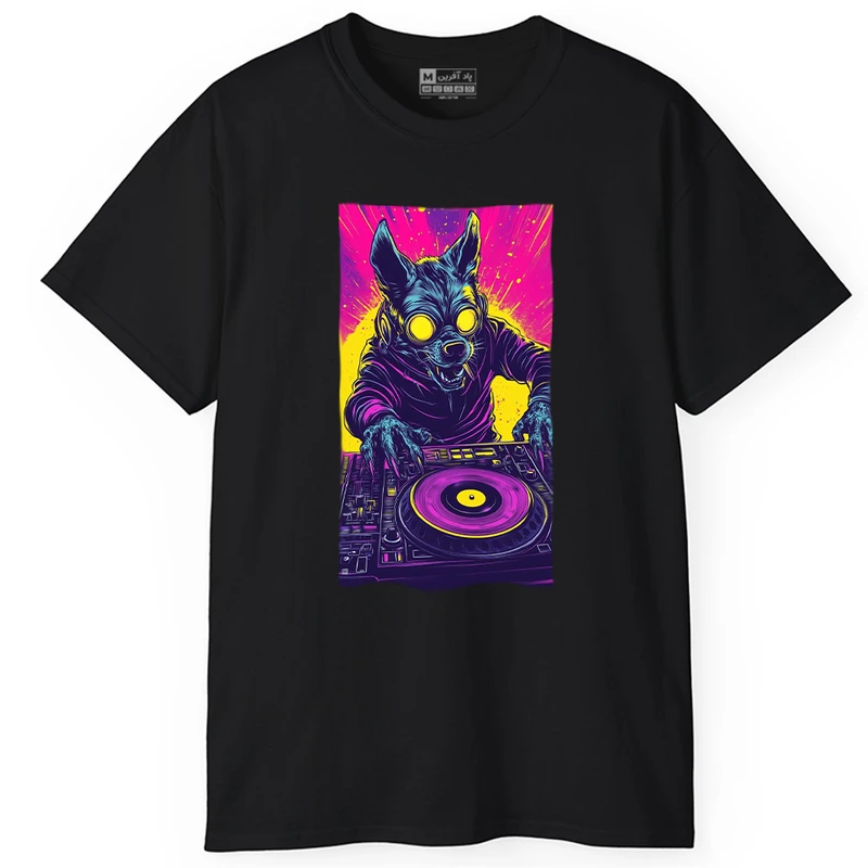 تی شرت آستین کوتاه مردانه پاد آفرین مدل موزیک طرح گرگ کد PT226