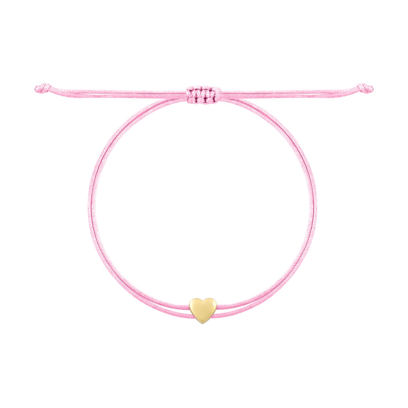 دستبند طلا 18 عیار زنانه با بند نخی درریس مدل قلب توپر کد ad9536 -  - 2