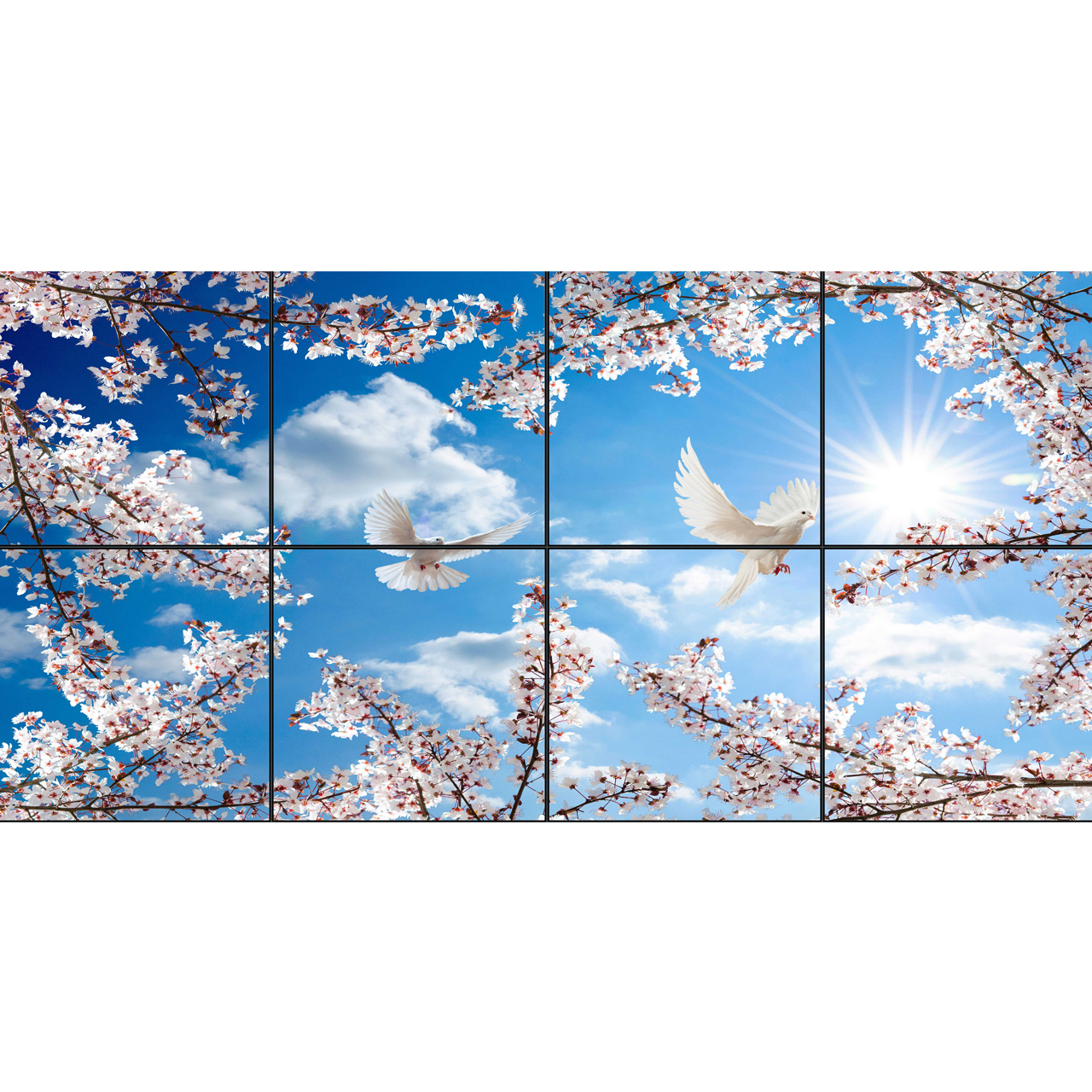 تایل سقفی آسمان مجازی طرح پرواز کبوتر کد 200 سایز 60x60 سانتی متر مجموعه 8 عددی