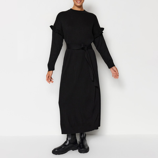 پیراهن بافتنی یقه گرد زنانه مدل 713093627 طرح ترندیول