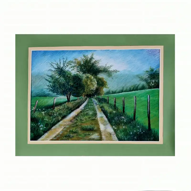 تابلو نقاشی پاستل روغنی مدل جاده سبز