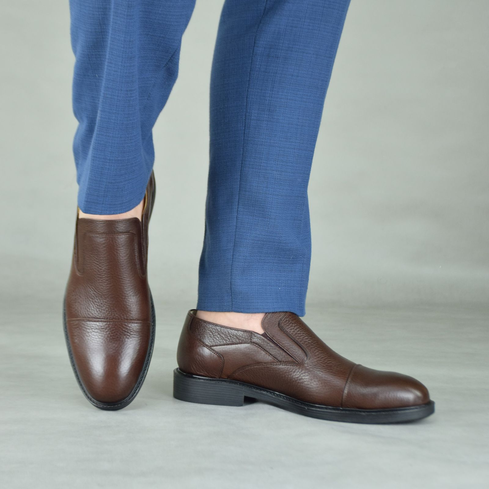 کفش مردانه کرمانی مدل چرم طبیعی کد 1082 رنگ قهوه ای -  - 3