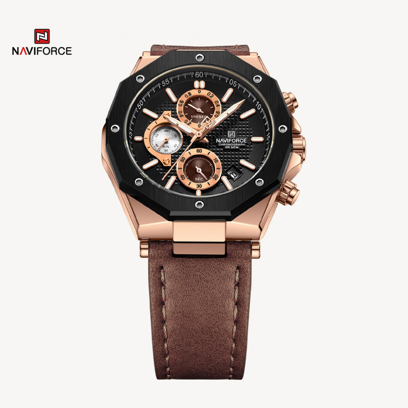 ساعت مچی عقربه‌ای مردانه نیوی فورس مدل کرنوگراف تاریخدار