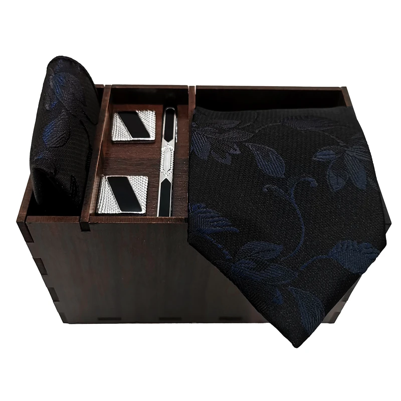 ست کراوات و دستمال جیب و دکمه سردست و گیره کراوات مردانه مدل 595A