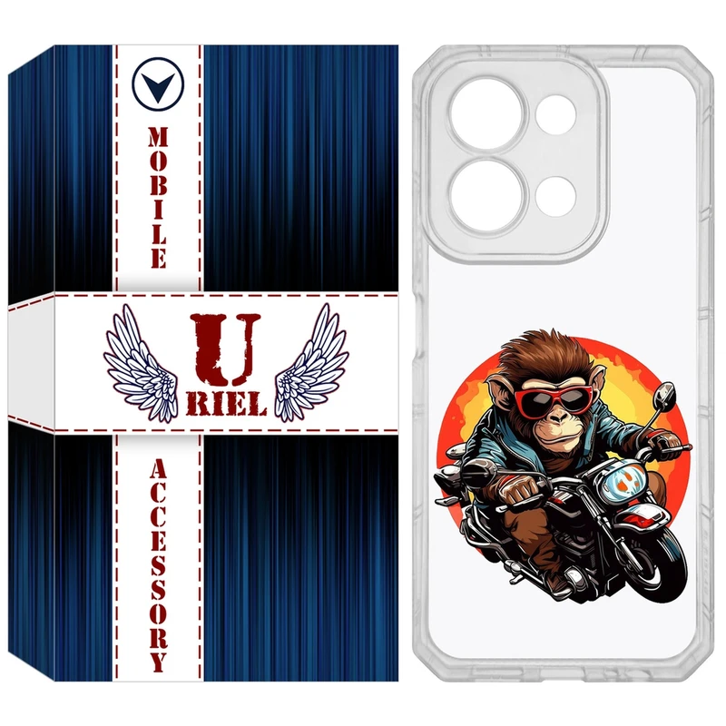 کاور یوریل مدل Clear کد 32 طرح میمون موتورسوار مناسب برای گوشی موبایل شیائومی Redmi 15C 4G