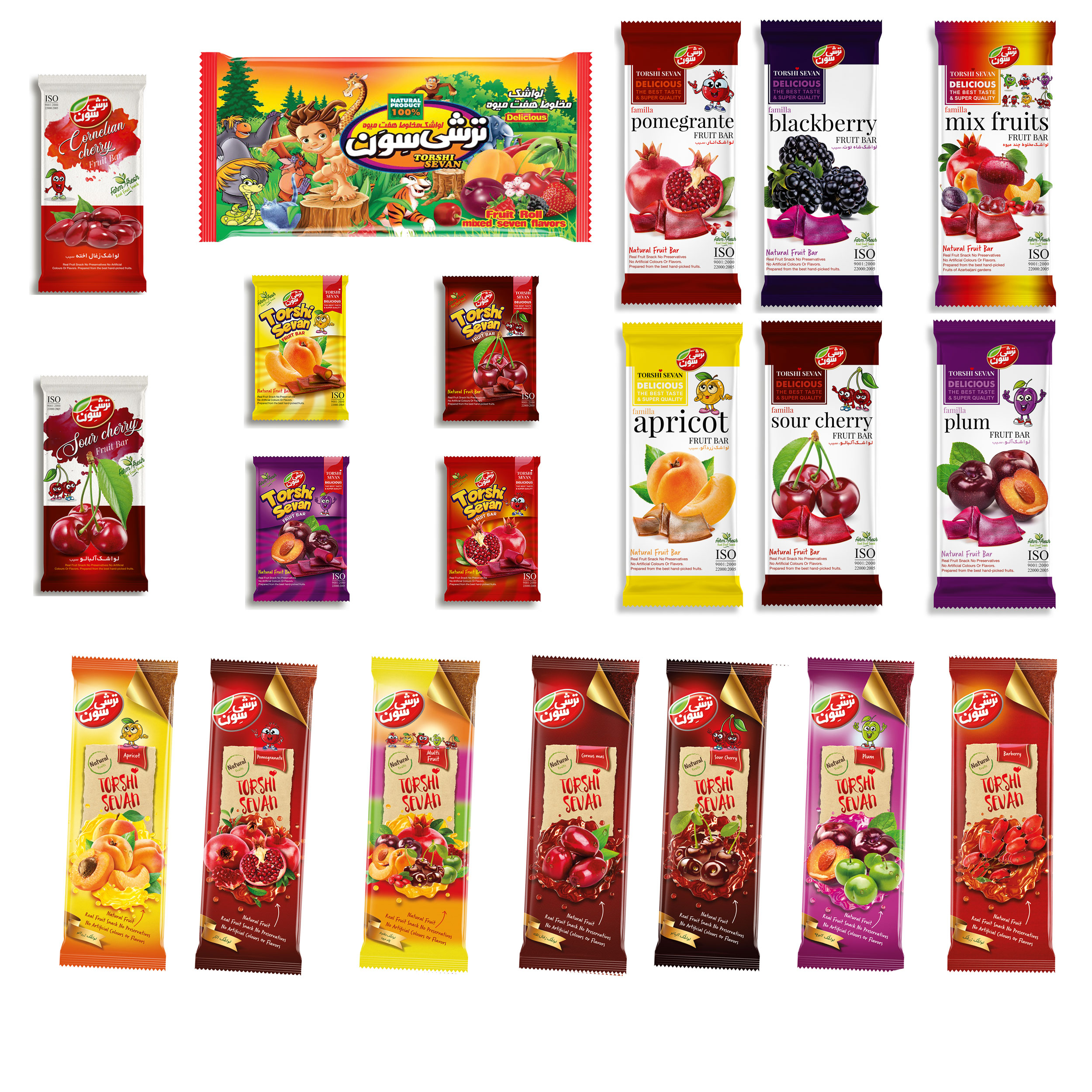 لواشک مخلوط چند میوه ترشی سون مجموعه 20 عددی